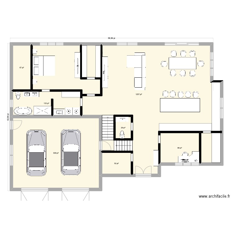 Hugues2. Plan de 7 pièces et 203 m2