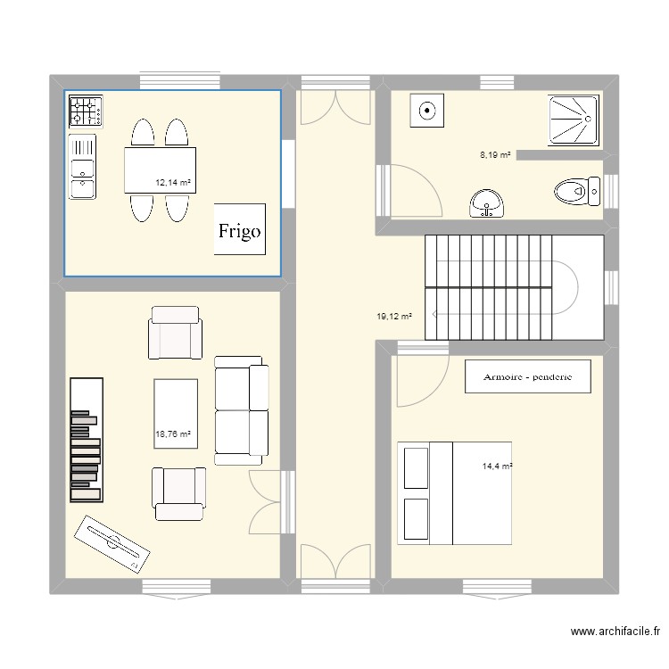 salah 3. Plan de 5 pièces et 73 m2