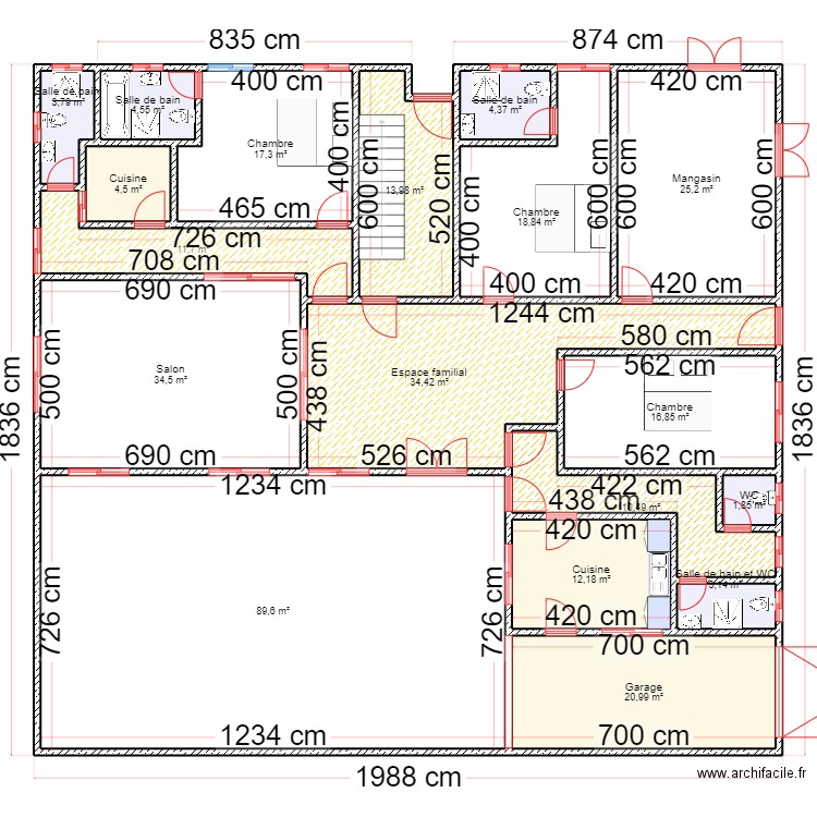 fallou pdg. Plan de 18 pièces et 328 m2