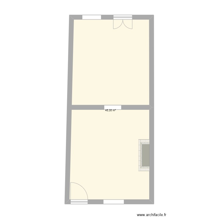 PLAN RDC . Plan de 1 pièce et 46 m2