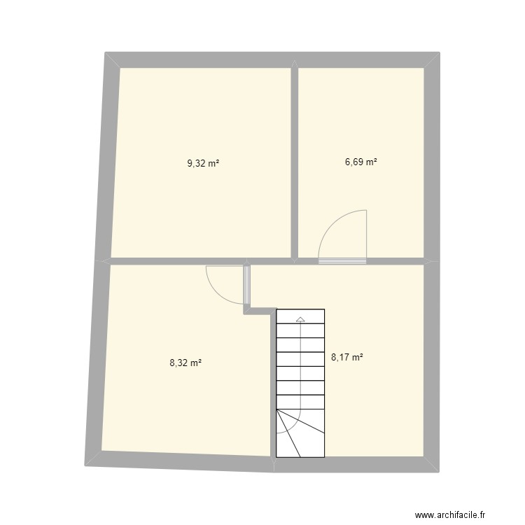 Monchy2. Plan de 4 pièces et 33 m2