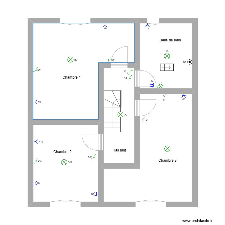 Dominique 1. Plan de 5 pièces et 62 m2