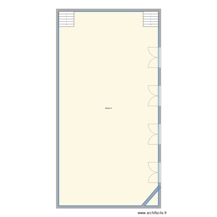 Salle de GYM. Plan de 1 pièce et 189 m2