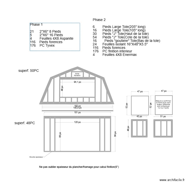 Mur Cote Maison 16X32 Juillet. Plan de 26 pièces et 22 m2