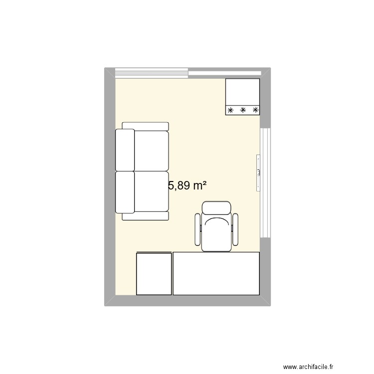 Oficina. Plan de 1 pièce et 6 m2