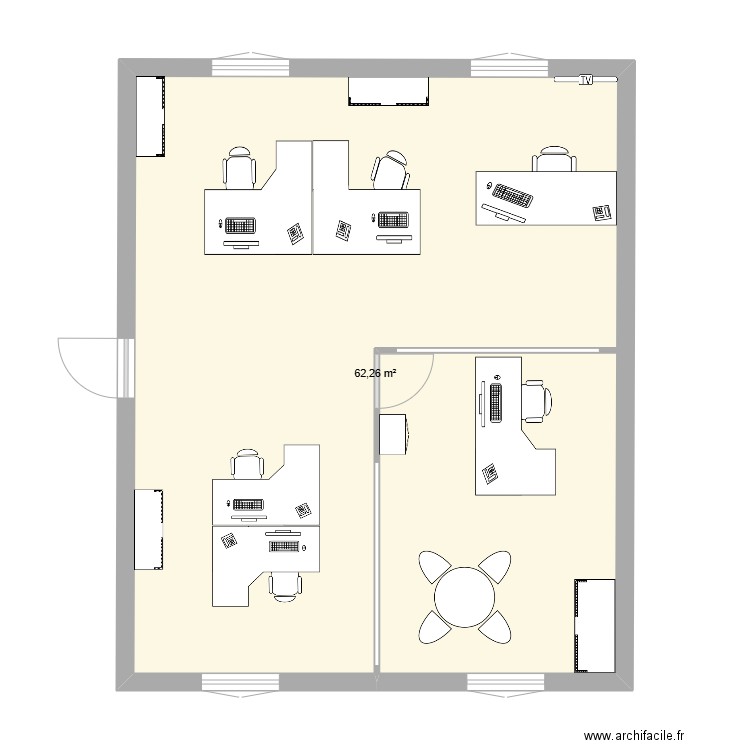 Open space chef Nord Est. Plan de 1 pièce et 62 m2