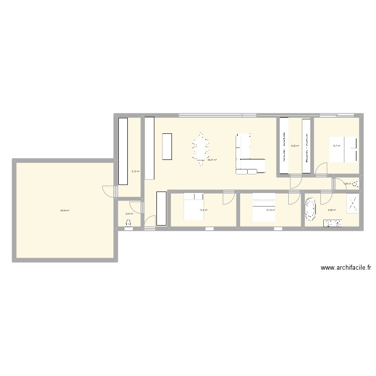 120. Plan de 10 pièces et 165 m2