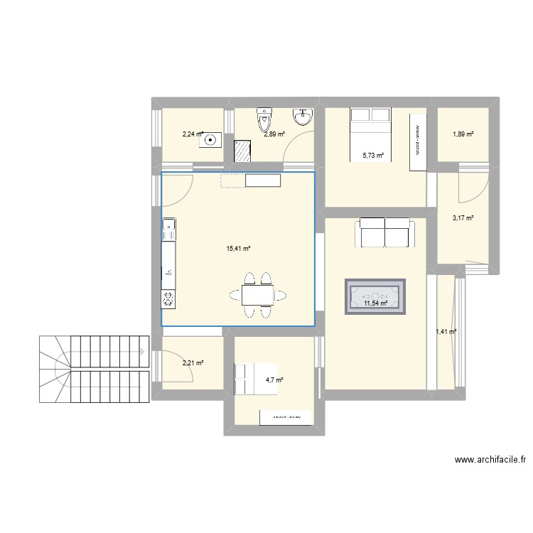 tallers 76. Plan de 10 pièces et 52 m2