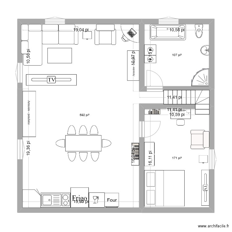 elodie stlaurent. Plan de 3 pièces et 81 m2