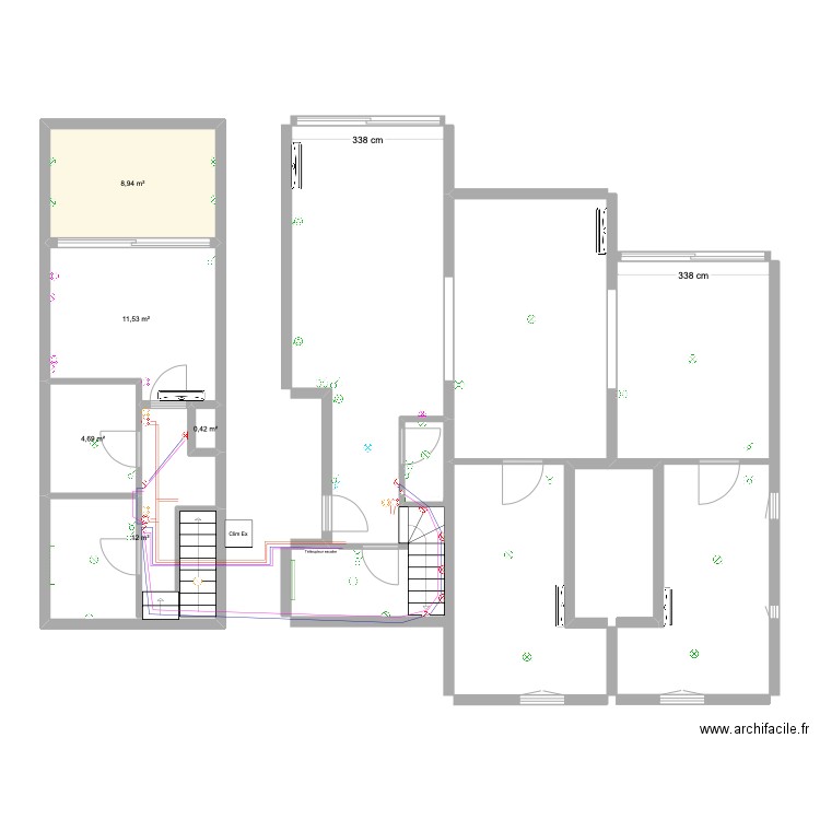 Cogo Télérupteur. Plan de 5 pièces et 38 m2