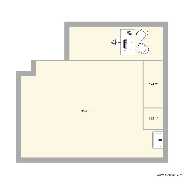 GARAGELA MEZIERE. Plan de 4 pièces et 49 m2