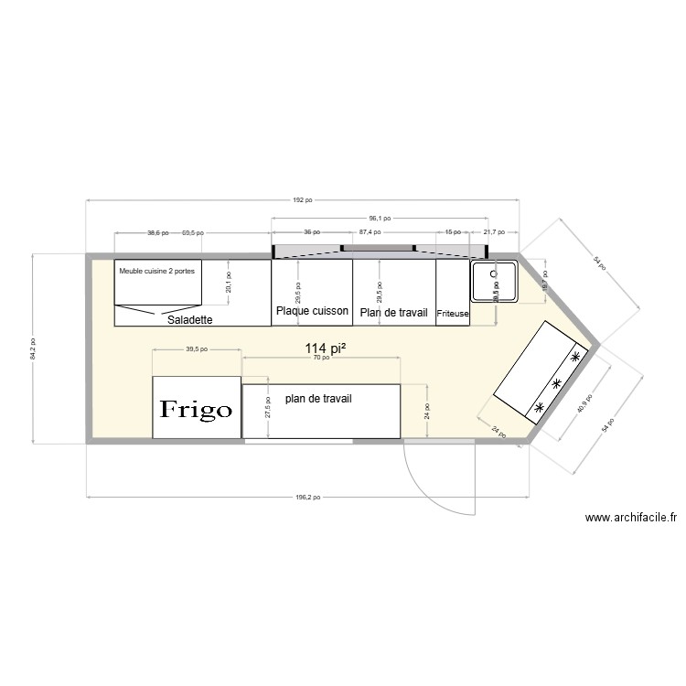 food truck . Plan de 1 pièce et 11 m2