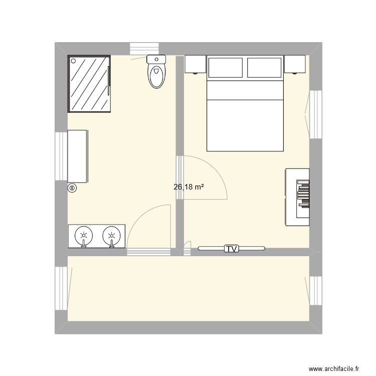 AURELIEN BEVER ETAGE. Plan de 1 pièce et 26 m2