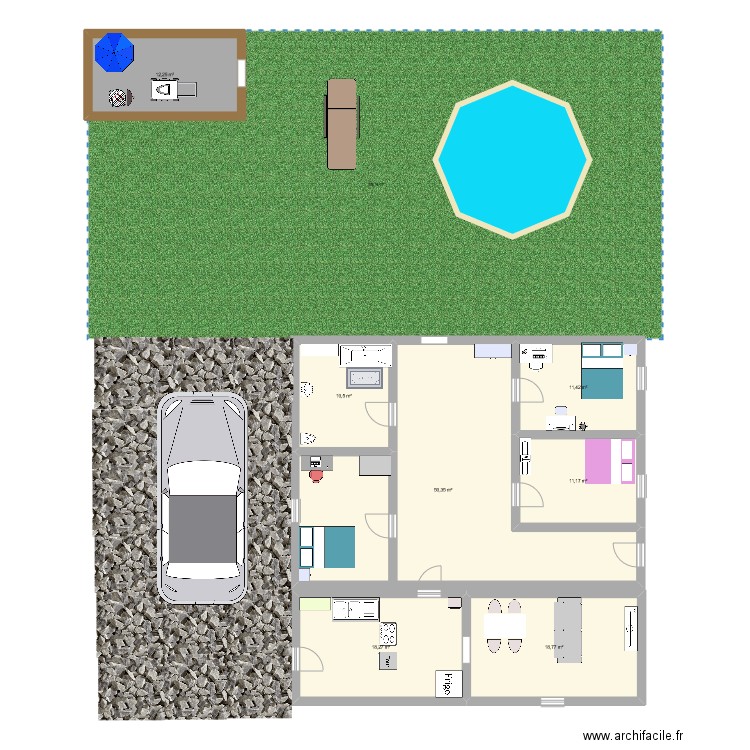 ines. Plan de 7 pièces et 133 m2