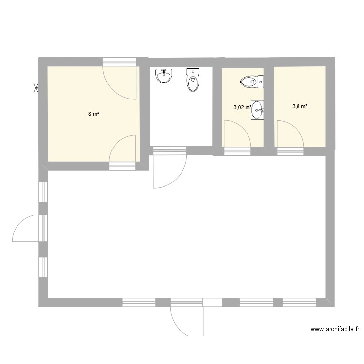 Alexandre Berger. Plan de 3 pièces et 15 m2