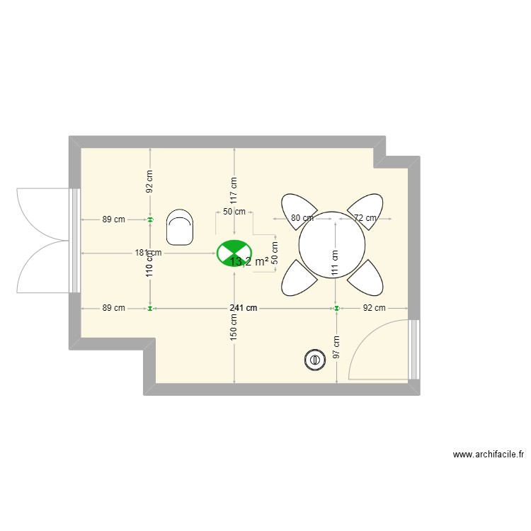 Islem Maison3. Plan de 1 pièce et 13 m2