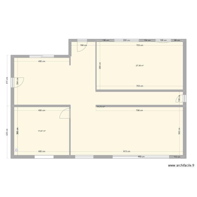 Maison 1.6. Plan de 3 pièces et 117 m2