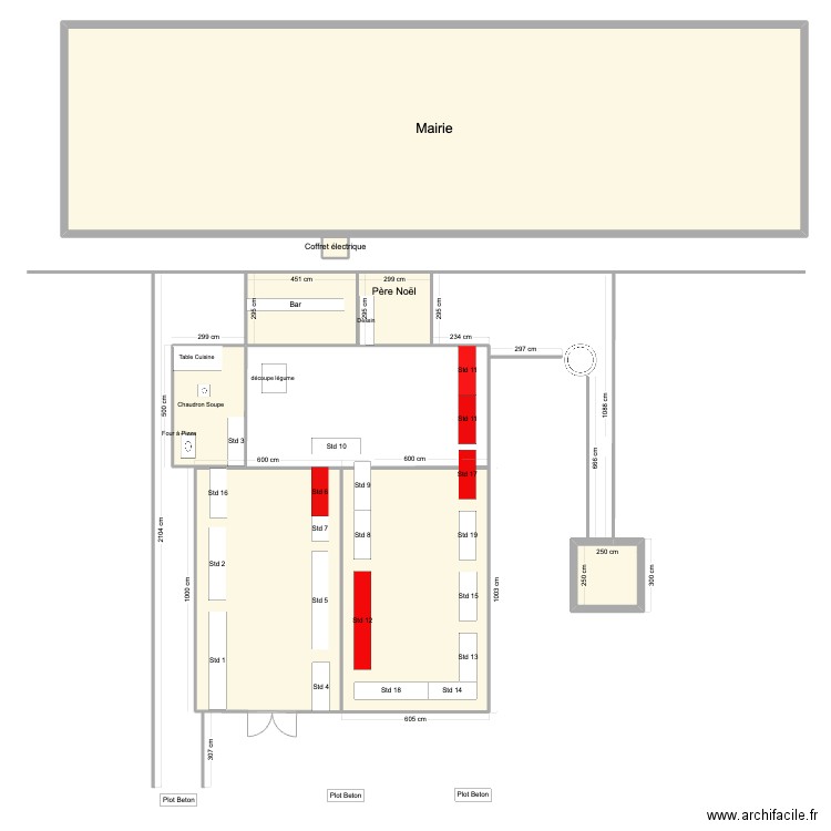 Marché de Noël 2024 v2. Plan de 8 pièces et 411 m2