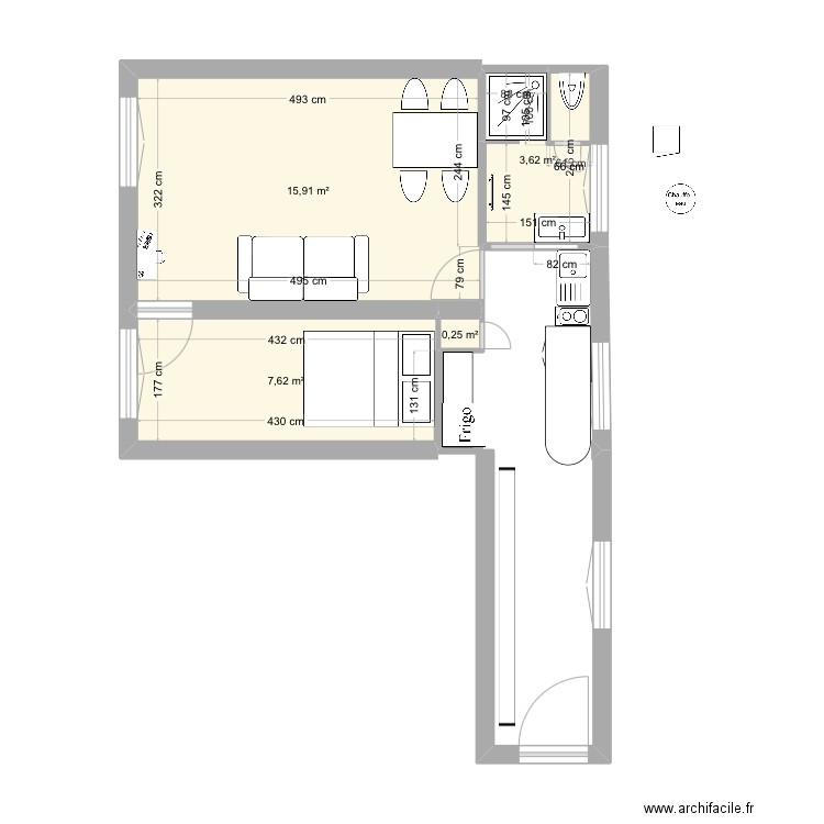 Appart Thomas3. Plan de 4 pièces et 27 m2