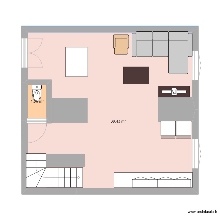 cressieu. Plan de 2 pièces et 41 m2