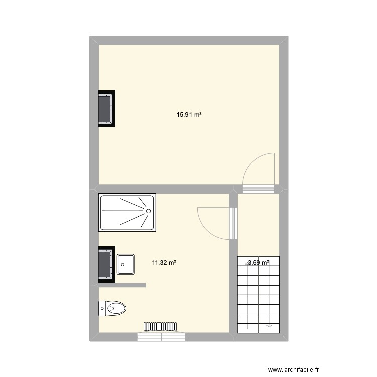 1et étage - chartreuse. Plan de 3 pièces et 31 m2