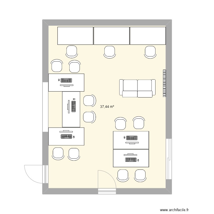 SALLE GAMING. Plan de 1 pièce et 37 m2