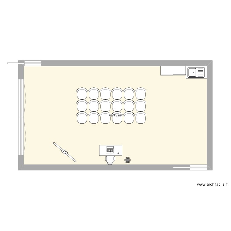 D4-28. Plan de 1 pièce et 40 m2