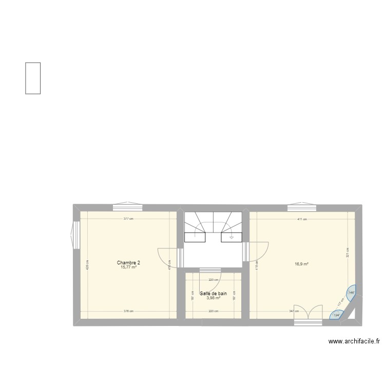 1er Etage  MAISON v2. Plan de 3 pièces et 37 m2
