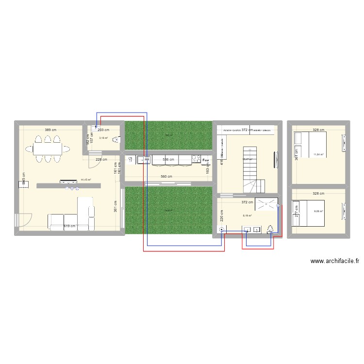 hUGO cERGY. Plan de 6 pièces et 92 m2