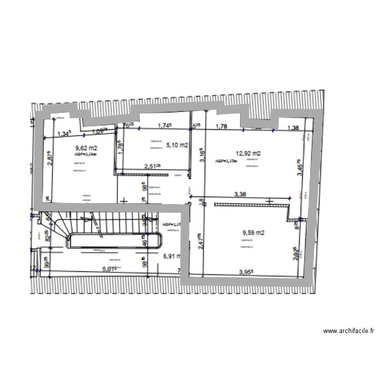 Parmentiers 37m² - Façade. Plan de 1 pièce et 36 m2