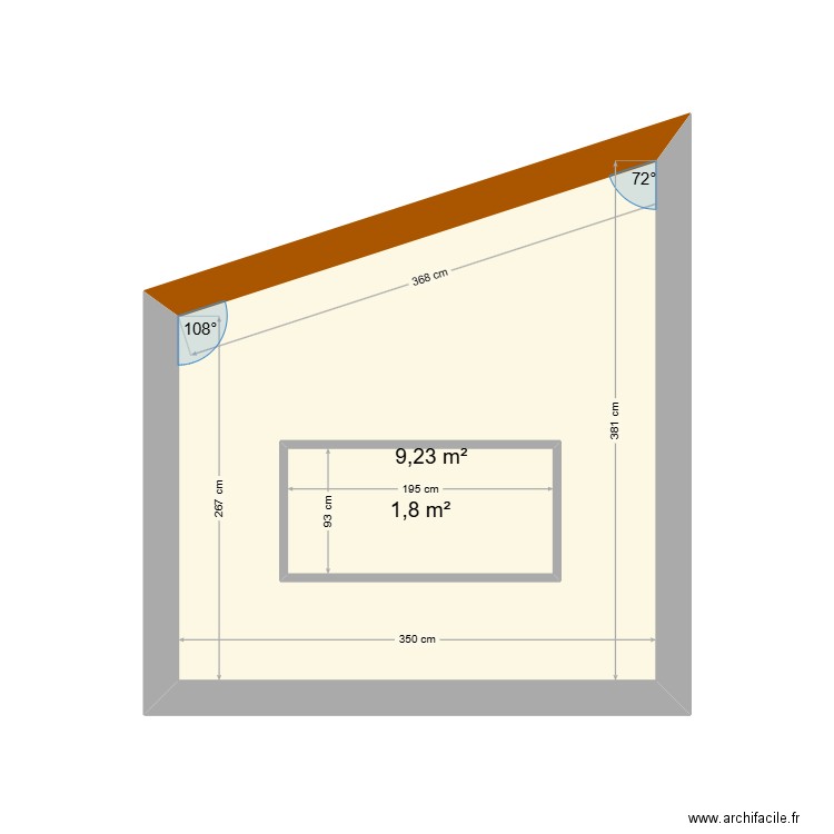 Ext3. Plan de 2 pièces et 13 m2