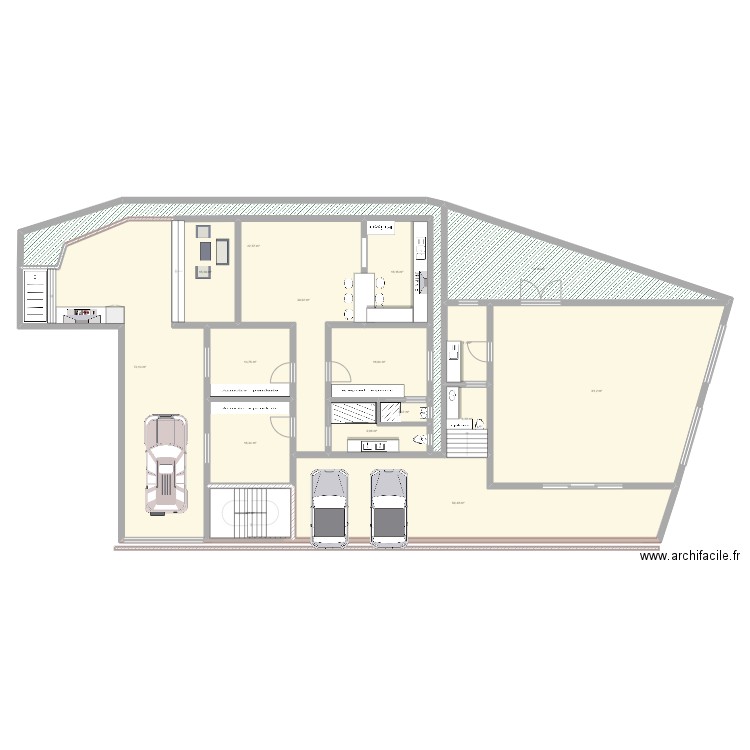 Plan RDC final. Plan de 16 pièces et 430 m2