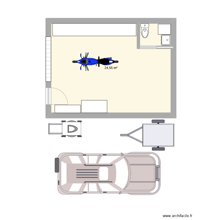 Garage. Plan de 1 pièce et 25 m2