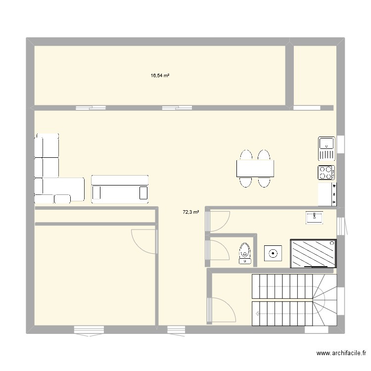 MAISON COLLO. Plan de 2 pièces et 89 m2