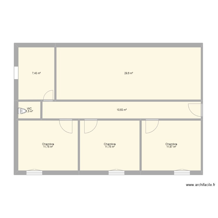 Forcalqueiret N°2. Plan de 7 pièces et 84 m2