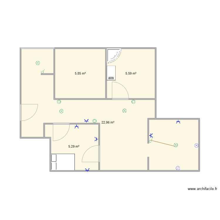 loft. Plan de 4 pièces et 40 m2