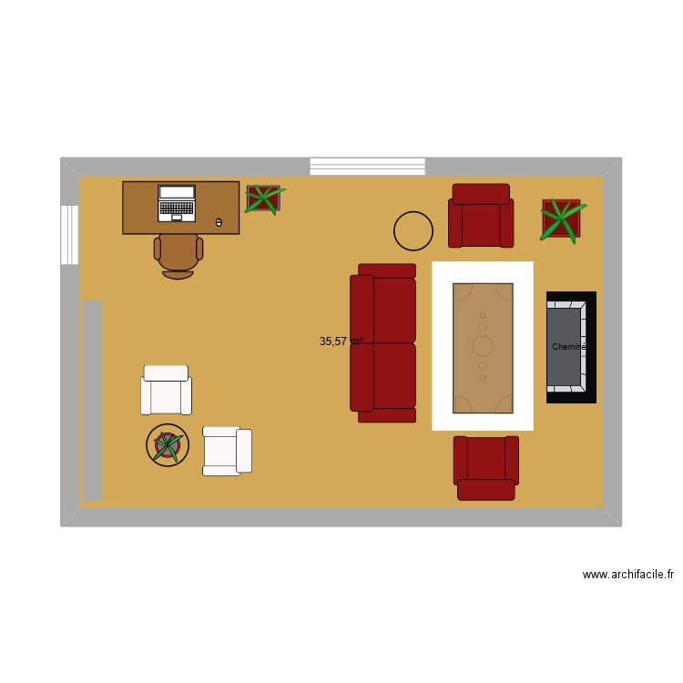 Salon Test 1 . Plan de 1 pièce et 36 m2