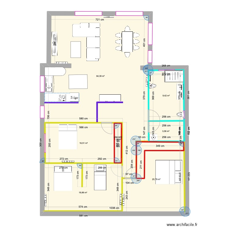 6 av du derby. Plan de 7 pièces et 136 m2