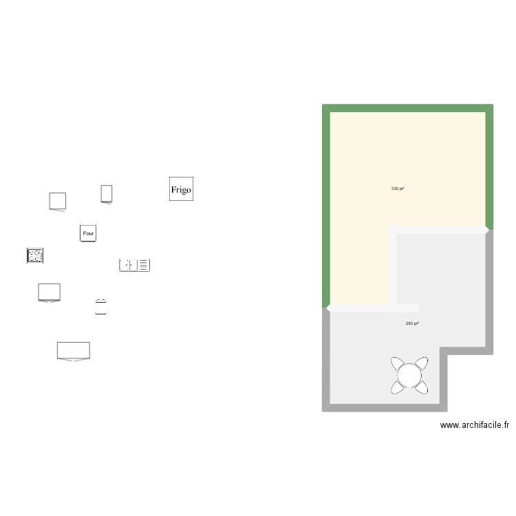 Extention MAison. Plan de 2 pièces et 58 m2