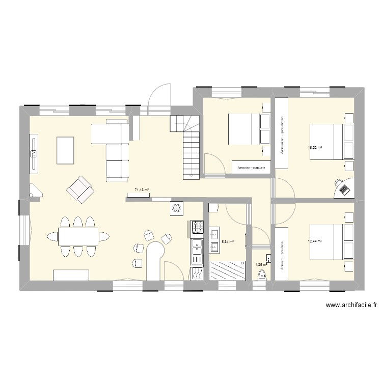 Attenschwiller 1. Plan de 5 pièces et 107 m2