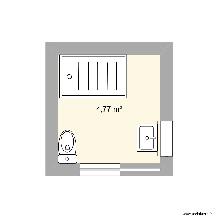 SDB. Plan de 1 pièce et 5 m2