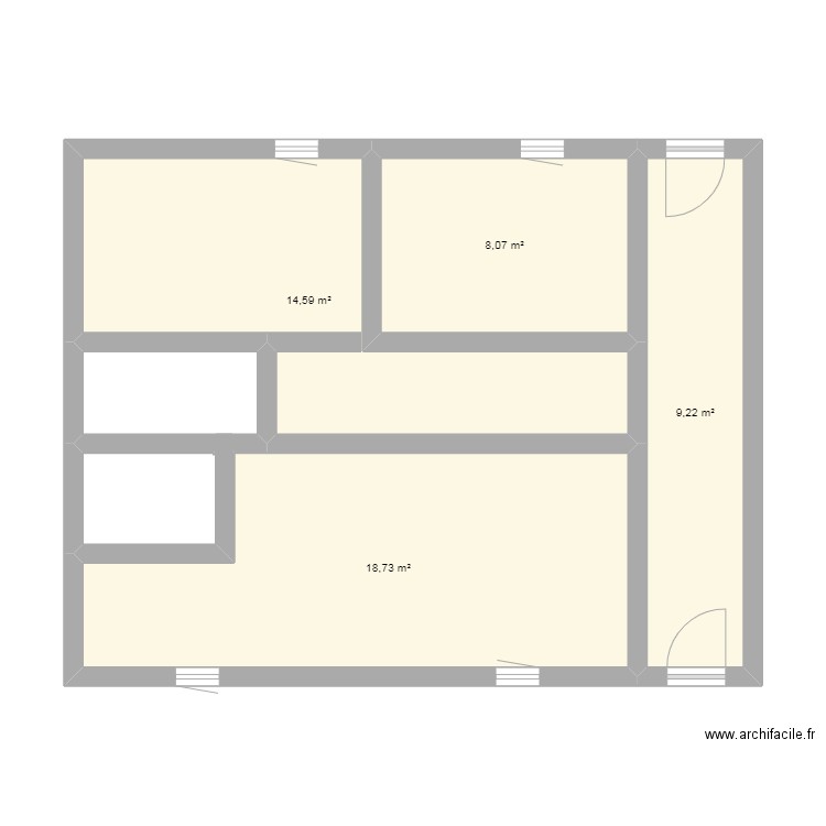 plan rdc. Plan de 4 pièces et 51 m2