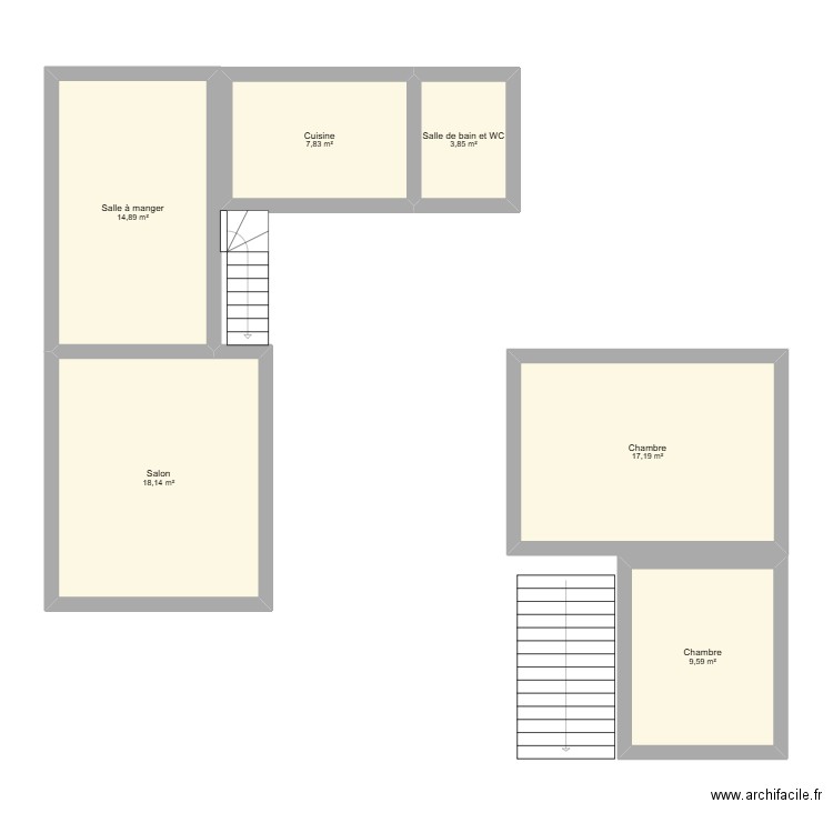 maison Vedrin. Plan de 6 pièces et 72 m2