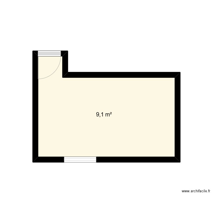 bureau. Plan de 1 pièce et 9 m2