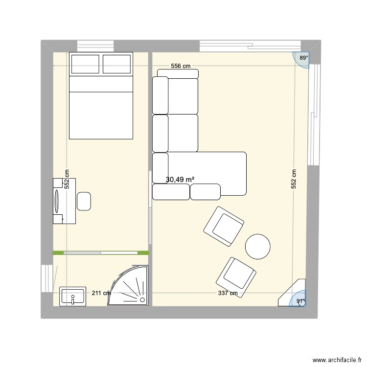 Domjean. Plan de 1 pièce et 30 m2