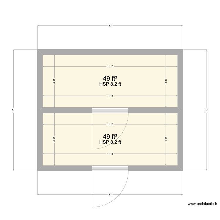 VWR Lincoln. Plan de 2 pièces et 9 m2