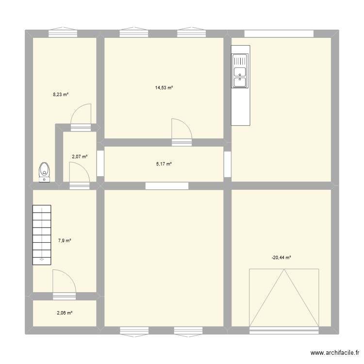 1er étage - corbusier. Plan de 7 pièces et 56 m2