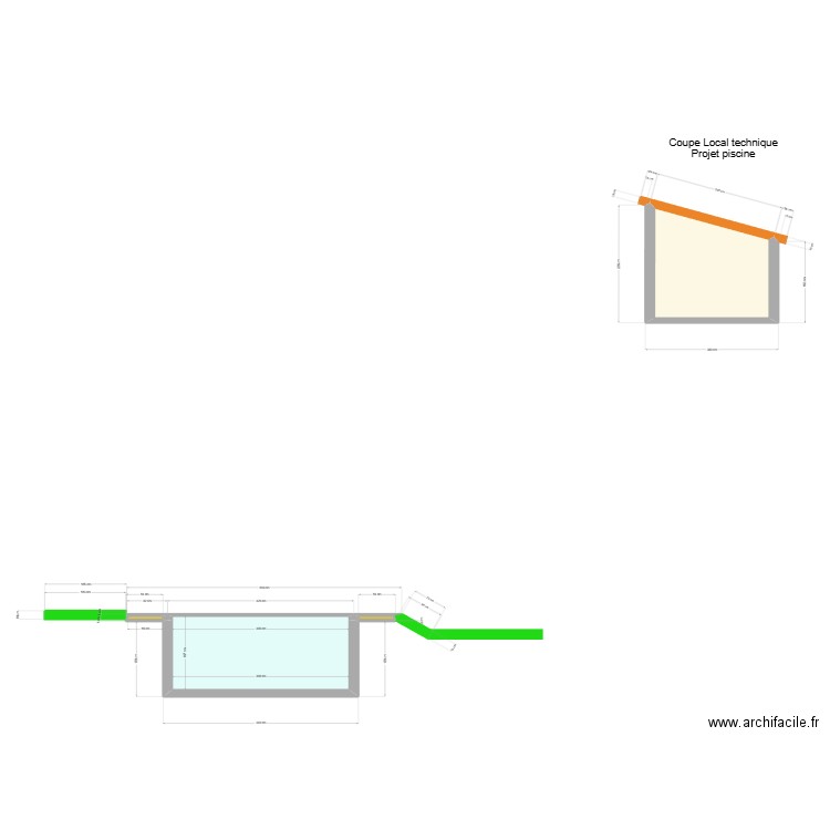 COUPE LONGITUDINALE TERRAIN PROJET PISCINE 1. Plan de 4 pièces et 12 m2