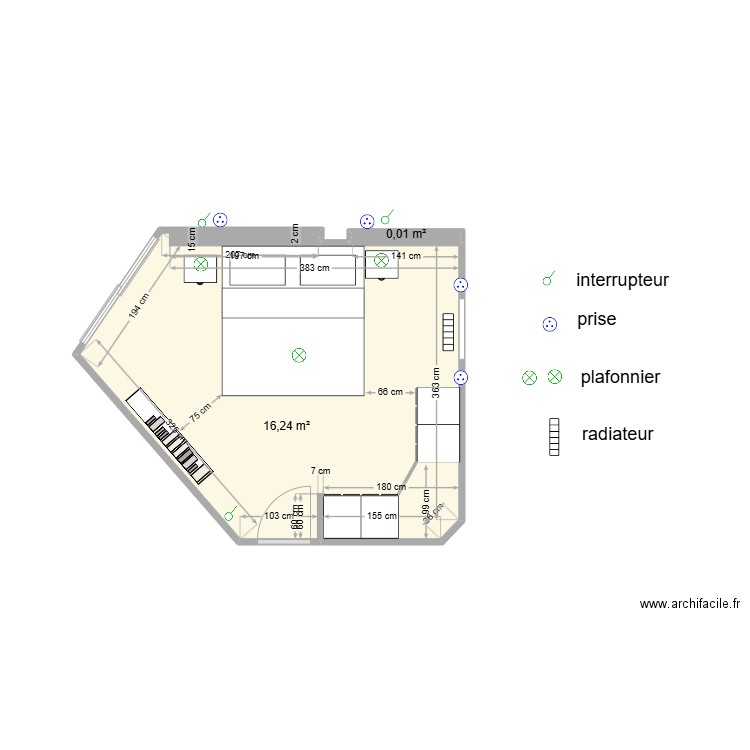 chambrenicole2025. Plan de 2 pièces et 16 m2