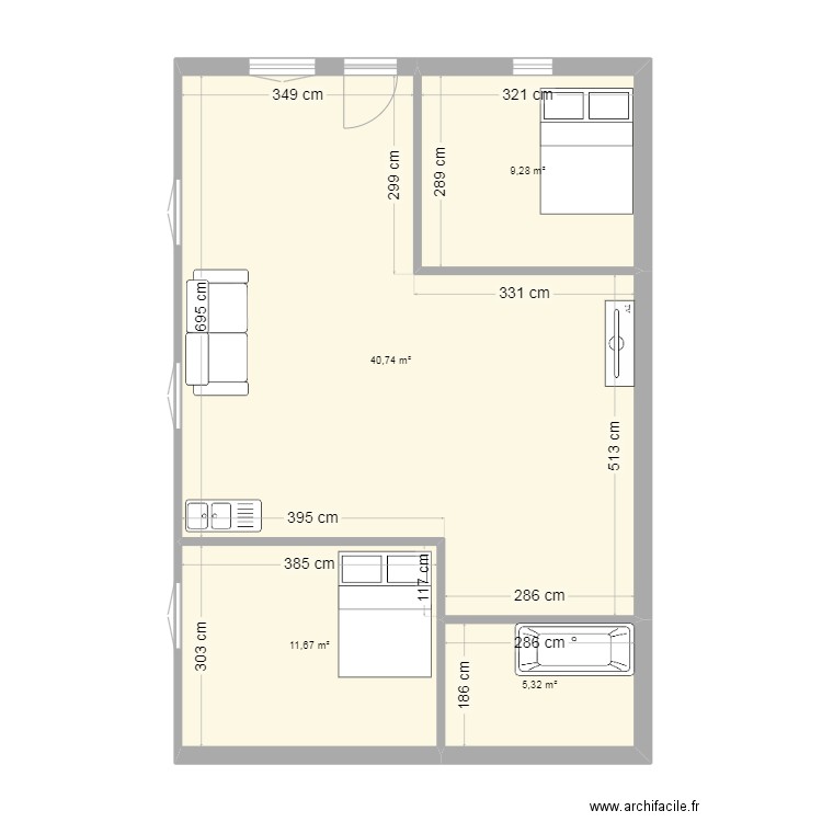 PJ HYP 125LT3. Plan de 4 pièces et 67 m2